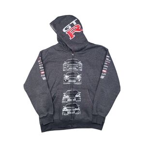 Vintage Hardtuned GTR Skyline Hoodie All Over Graphic Sz Large Tuner Racing Y2K